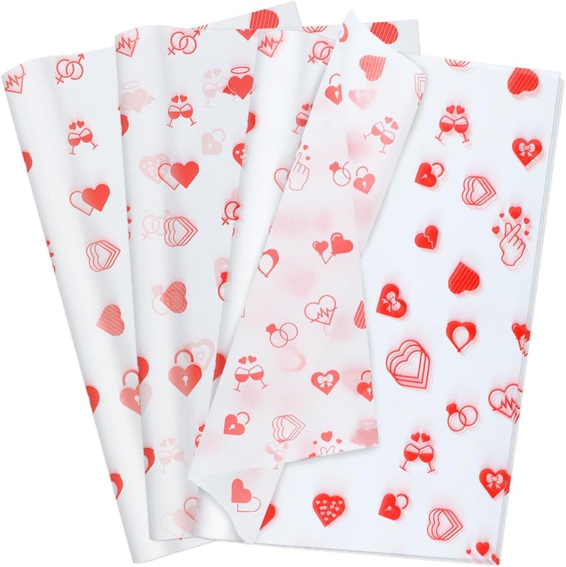 Ethanberg 120 Sheets Gift Wrapping Tissue Paper Bulk, Red Heart Pattern Tissue Paper for Gift Bags, Decorative Art Papers for DIY Crafts Wedding Birthday Holiday Party Decor Valentine's Day, 20x14 Inches - Image 1